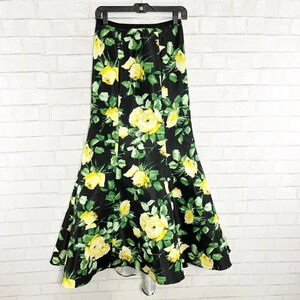 Sherri Hill Yellow & Black Floral High Low Full Formal Maxi Skirt Women's Size 4
